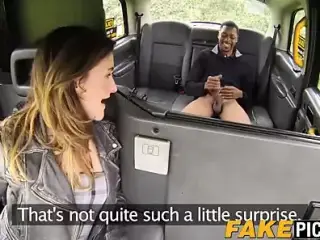 Inked taxi driving MILF anally stretched by big black dong