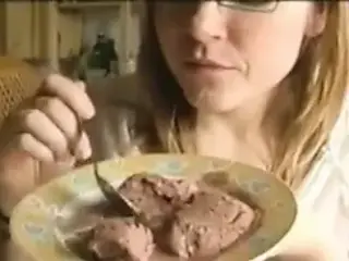 Real eat cum in food, blonde in  amateur