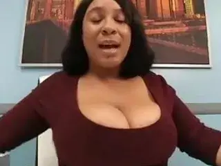 Big Titty Ebony Jiggling Boobs in Office