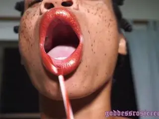 Lipstick Fetish JOI POV Ebony Sensual MOUTH FETISH Femdom