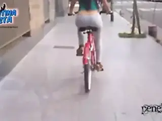 Most Amazing Ass Riding a Bike with a String Thong and Camel