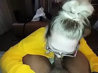 Pretty white girl sucking black cock