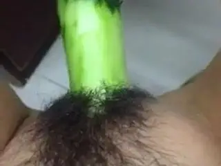 Horney Chinese student shape cucumber as cock and fuck herse