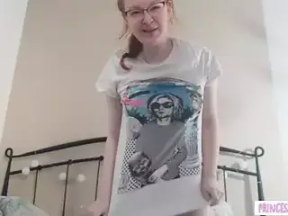 Little redhead in glasses makes you cum!