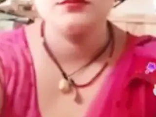 Live Indian Red Sexy Big Boob Aunty