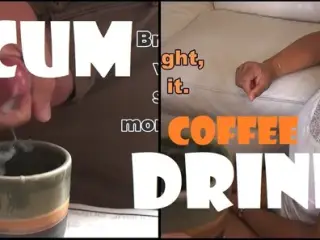 Beautiful teen drinks Coffee with cum