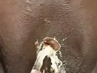 Licking chocolate off my gf’s pussy