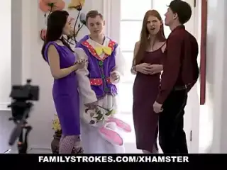 Stepson Tricks Stepmom And Stepsister With Easter Costume