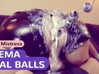 Extreme FEMDOM ENEMA, anal play with whipped CREAM and ANAL balls in my SLAVE's ass