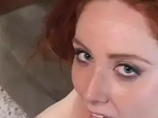 Redhead with milky white skin gets hard dick then gets creamed
