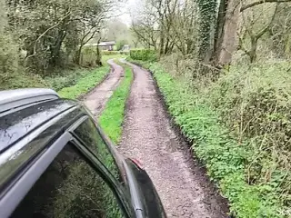 Sexy hitch hiking blonde teen slammed hard in the car