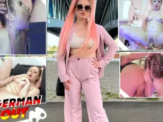 German Scout - Pink Hair Teen Maria Gail with Saggy Tits at Rough Anal Sex Casting