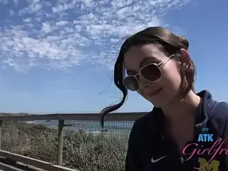 Exploring the beach on this date with Serena Hill, blowjob, and fucking her deep in public.