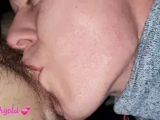 horny "stepson" licks mama's hairy, wet, fleshy butterfly pussy and gets fucked