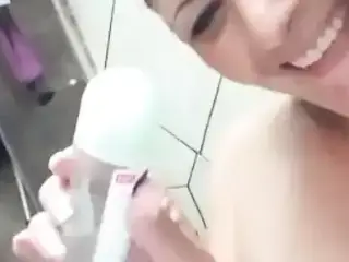 Pussy stuffing massive shampoo bottle in my soap filked pussy