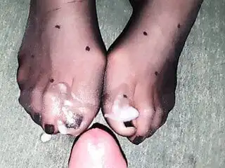 Cum on nylon feet #10