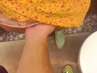 Stranger cum in my panties in restaurant toilet