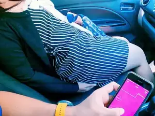 I Control Her Pussy in Public - She Moans and Is Embarassed