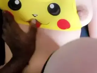 Hot French girl doing Pikachu cosplay getting pounded