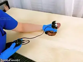 Nurse milks her patient with machine