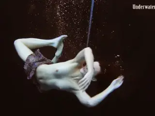 Adriana and Katka enjoy deep dark swimming pool sex