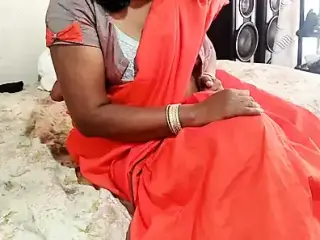 Indian Desi Sexy Wife Dammi with Red saree