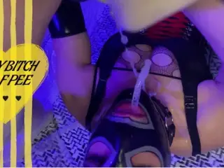 SISSY slut CUMS while PEGGING after GOLDEN SHOWER