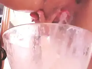 Latina camgirl drinks her own creamy cum !!!