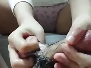 Korean girl gives handjob