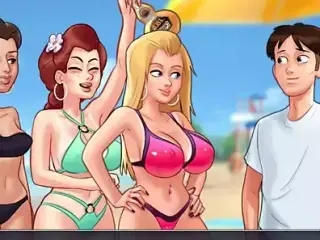 Summertime Saga - Beach group sex and sex at school