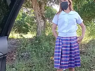 Sexy Asian Schoolgirl Has Public Sex