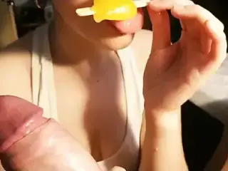 Will she go for Big Dick or Ice Cream? Blowjob Close-up