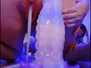 squirting dildo fills tight pussy