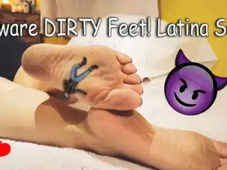 Giantess Daisy Crushes Tiny Groot Man in Rainbow Sandals, Crush Fetish with Dirty Soles, Latina Tramples Tiny Man