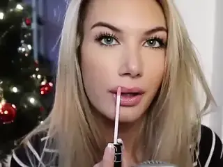 ASMR Lipgloss Application Sabrina lipstick glossy lips JOI