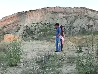 Cowboy sex on the hill background