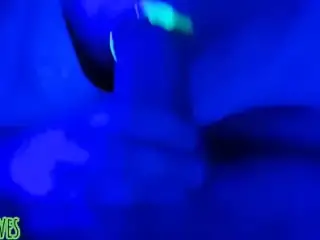 Neon lips blowjob denied cum in mouth