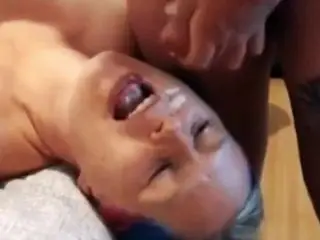 Mom lets step step son cum all over her face and in her mouth