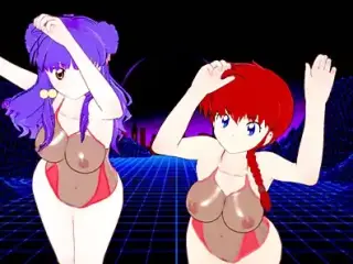 Ranma and Shampoo Dancing , juicy bodies with big tits & ass