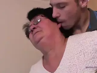 Hot fat hairy grandma and grandson