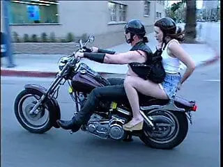 Lucky biker picks up a sexy young brunette slut and fucks her hard doggystyle