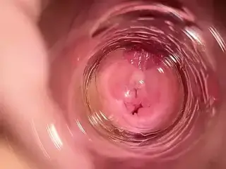 Camera deep inside Mia's vagina