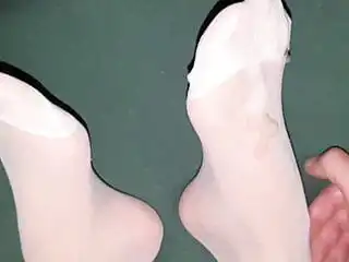 Cum on Nylon feet #8