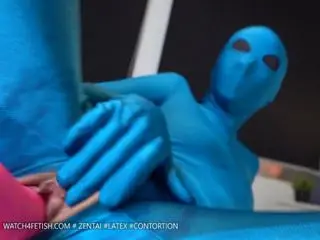 Horny Zentai doll spoiled with her new toys to orgasm