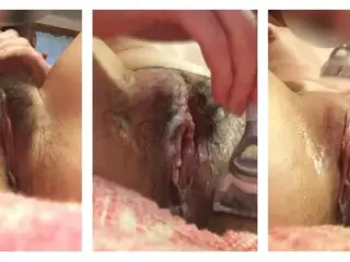 The girl shaves her pussy, shaved pussies close-up. Russian hairy pussy, unshaved cunt