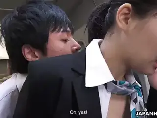 Japanese flight attendant Haruka Miura fucks with a passenger on the plane uncensored.