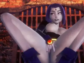 Raven is rubbing and fingering her pussy : Teen Titans Porn