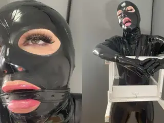 TouchedFetish – Latex & BDSM Couple in Rubber Catsuits - Submissive slave is tied up, gagged in Bondage, spanked, whipped & padd
