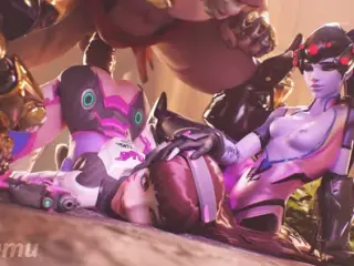 Overwatch - Dva & Widowmaker Orgasmic Doggy With Massive Cumshot (Sound)