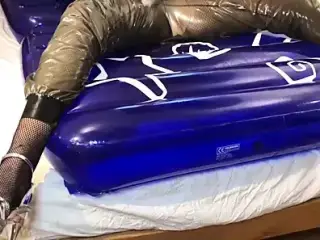 Latex Fetish Nails Masturbation on Inflatable Bed